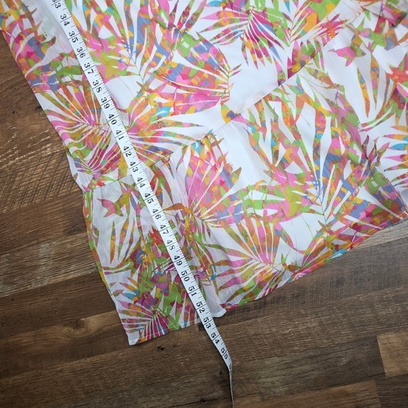 One Shoulder Maxi Dress M Tropical Summer Resortwear Belt Chiffon Wedding Guest - Picture 11 of 12